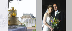 <strong>Small Wedding</strong><br />An iconic photo of the cake and the gazebo where the marriage ceremony was performed and a formal shot of the bride and groom.